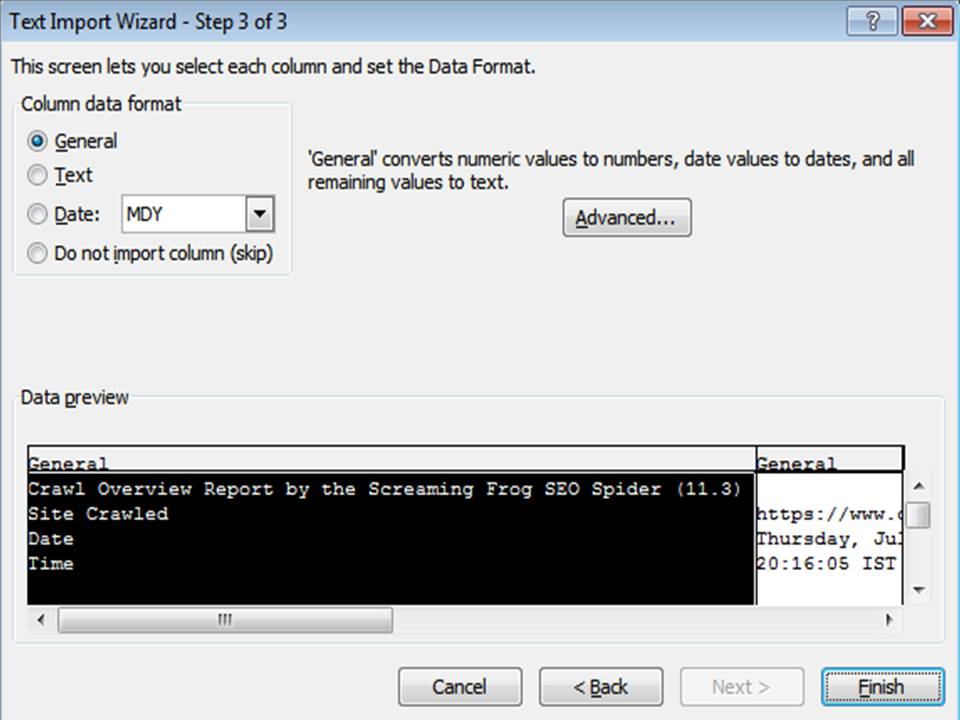 CSV File to Excel - Step 5