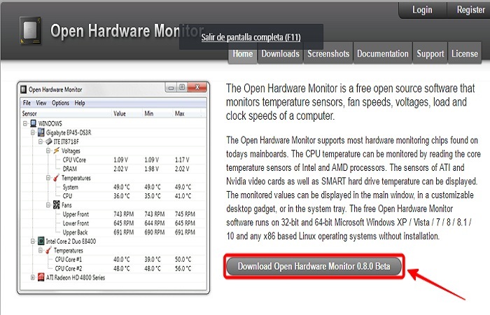 Measure the CPU temperature