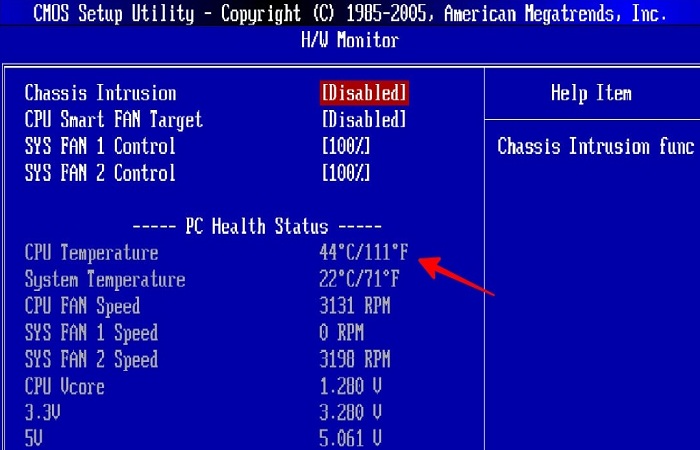 Temperature of the processor of your computer