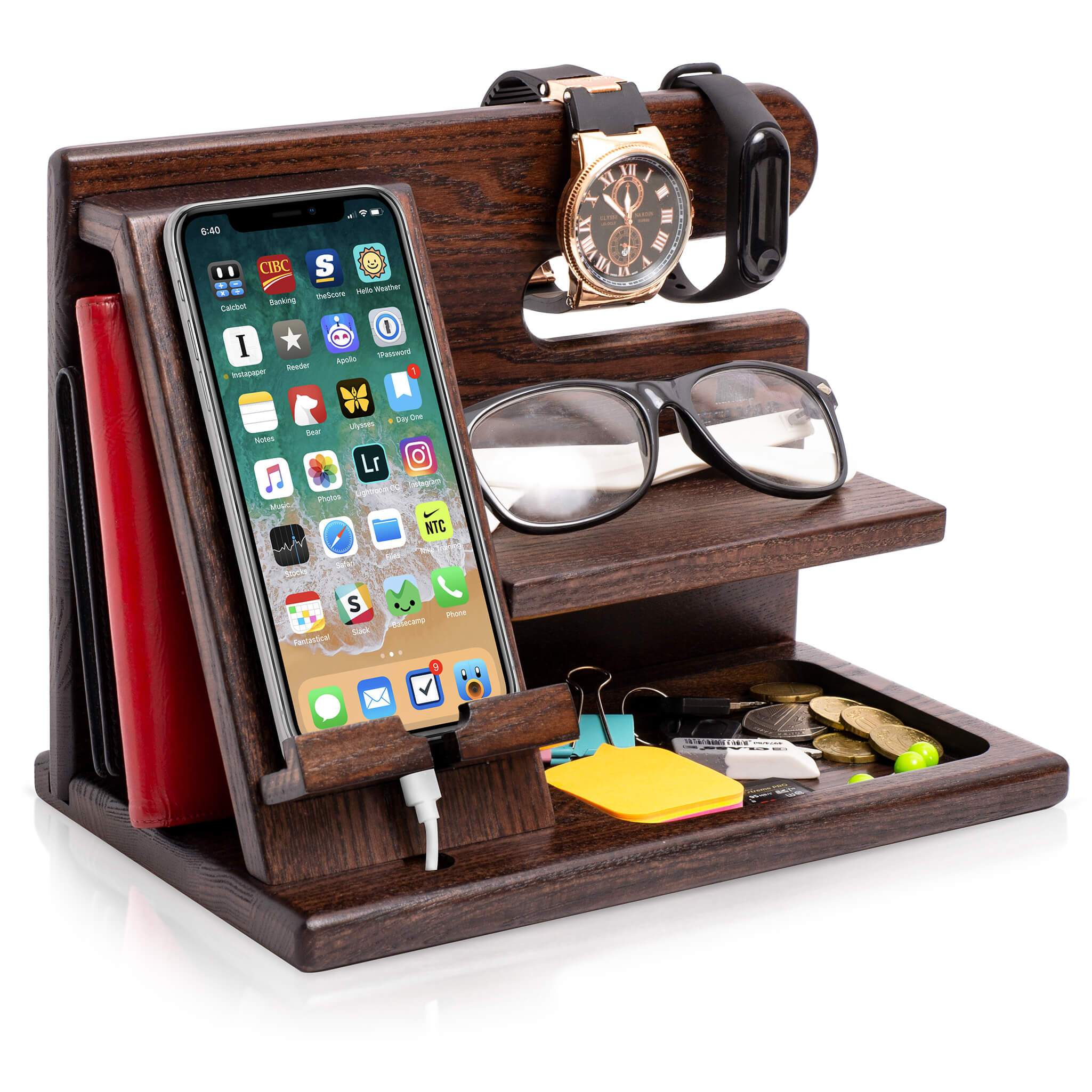 Ash-desk-Organizer-PhoneDocking-Stand-with-shelf-1