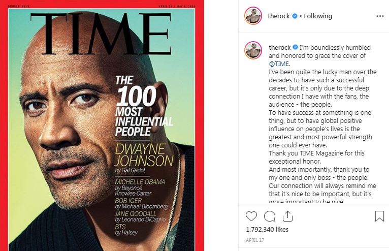 Dwayne Johnson on the Cover of Time Magazine