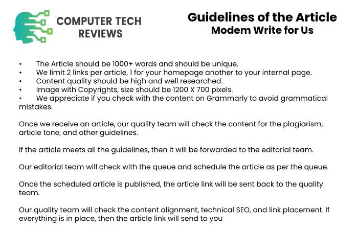 Guidelines of the Article – Modem Write for Us