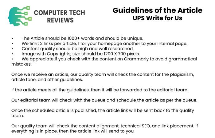 Guidelines  of the Article – UPS Write for Us