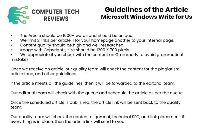 Guidelines  of the Article – Microsoft Windows Write for Us