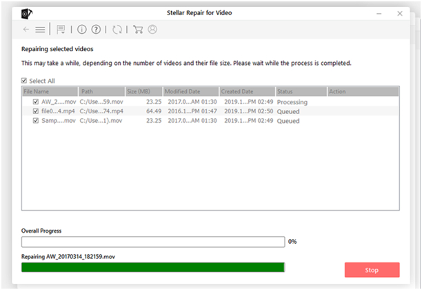 Stellar repair for video - repairing