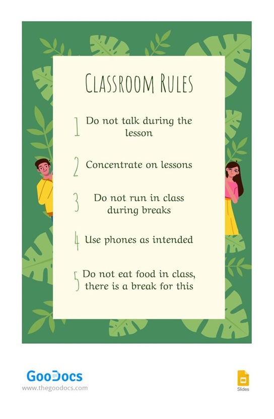 Green Cartoon Classroom Announcement