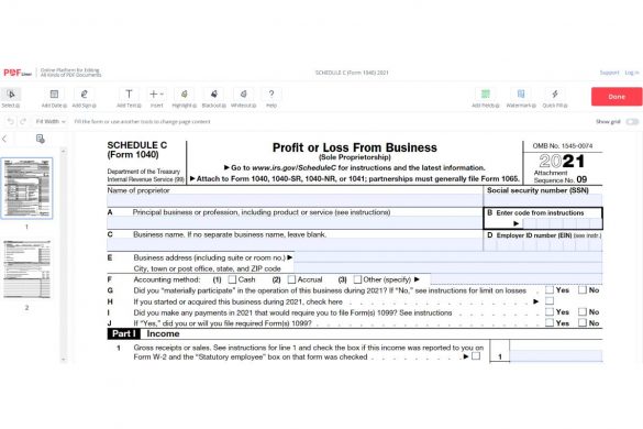 Schedule C (1040) on PDFLiner