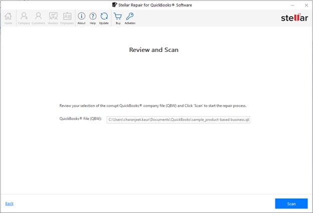 The software will prompt you to review the selected file. If it is correct, click Scan to initiate the file scanning process