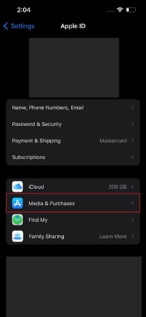 Navigate through the options and find the “Media & Purchases” option