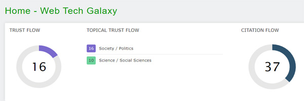 Trust Flow of Web Tech Galaxy