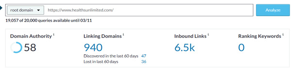 Domain Authority of Healths Unlimited