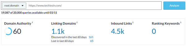 Domain Authority of Techies In