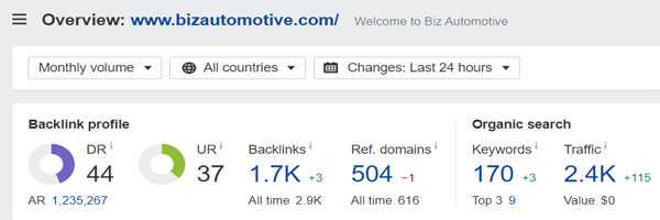 Domain Rating of Business Automotive