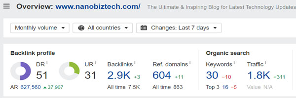 Domain Rating of Nano Biz Tech