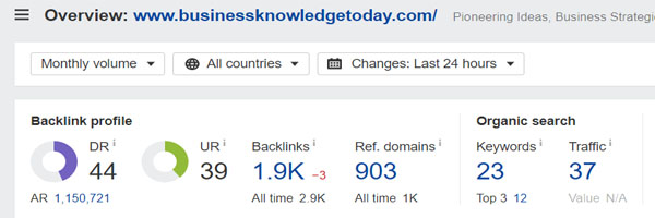 Domain Rating of Business Knowledge Today