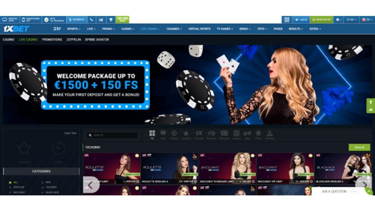 Go to 1xBet and play live casino
