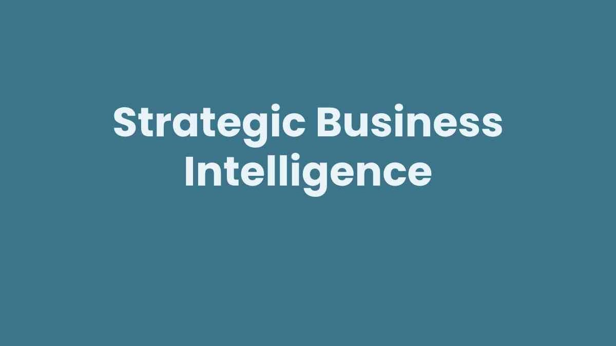 A Comprehensive Guide for Strategic Business Intelligence