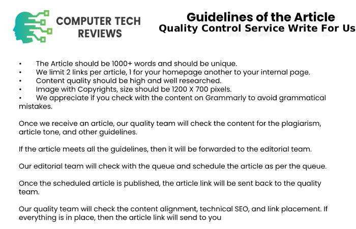 Quality Control Service guidelines Write For Us