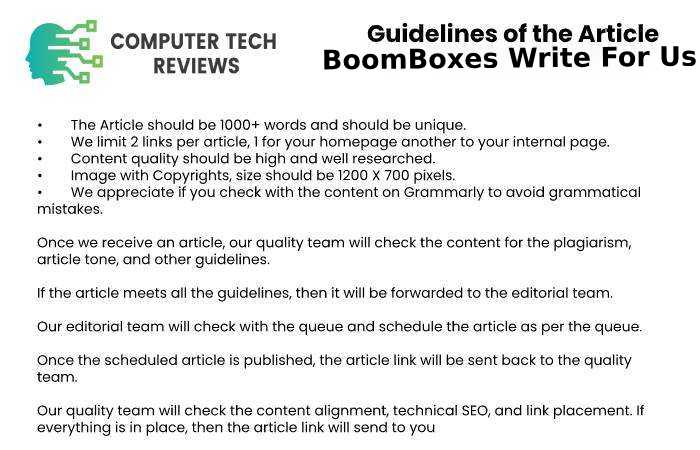BoomBoxes guidelines Write For Us