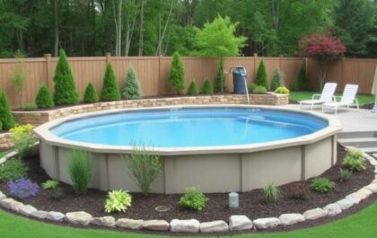 Border Landscape Above Pool