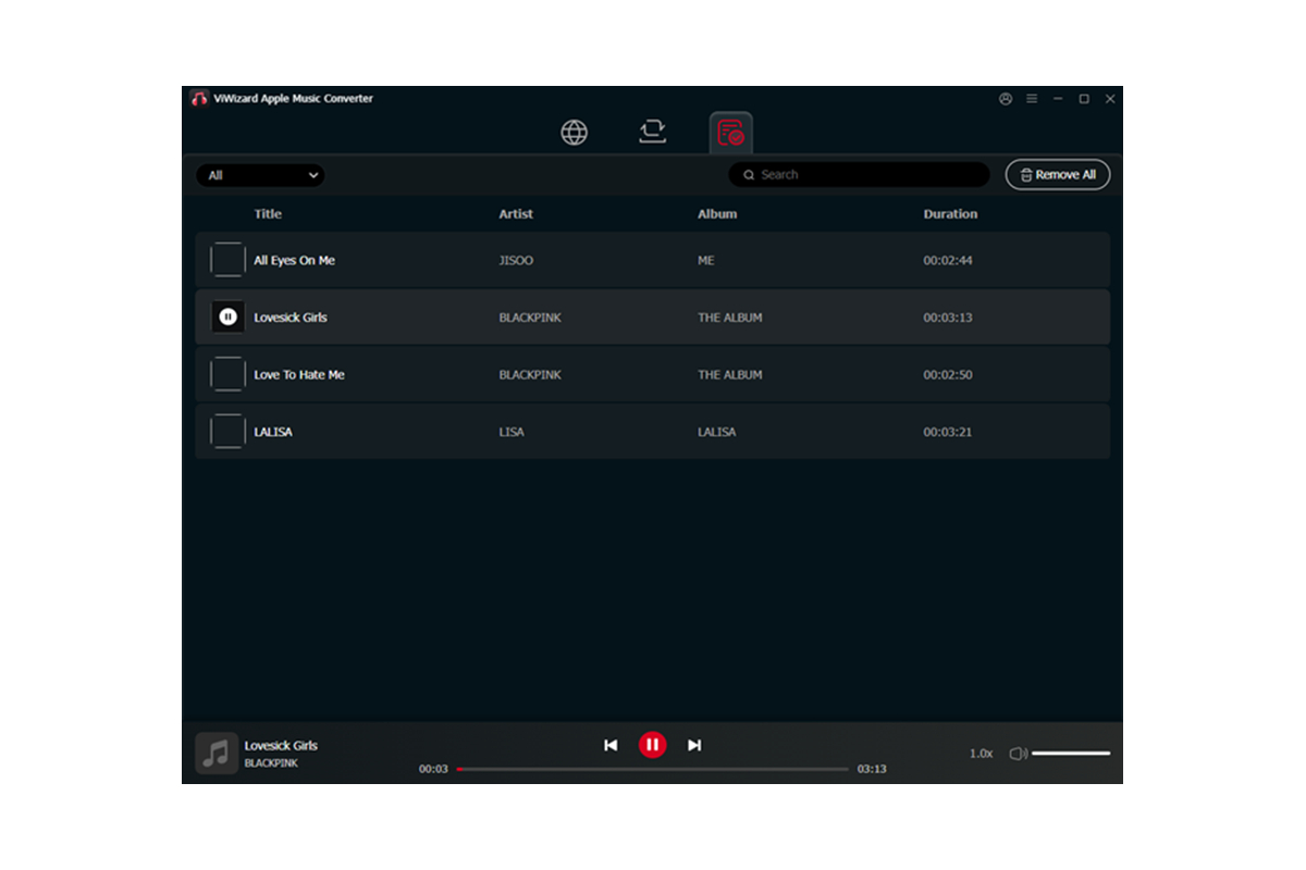 Choose an output folder on your PC where you want the downloaded music saved. Finally, click the "Convert" button. ViWizard will start the process. Thanks to its advanced acceleration technology, it can convert songs at up to 30X speed without any quality loss. Within minutes, your entire playlist will be downloaded as regular audio files to your specified folder.
Step 5: Enjoy Your Music Anywhere!