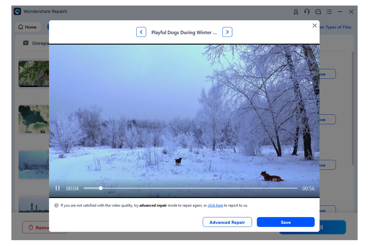preview and save the repaired video