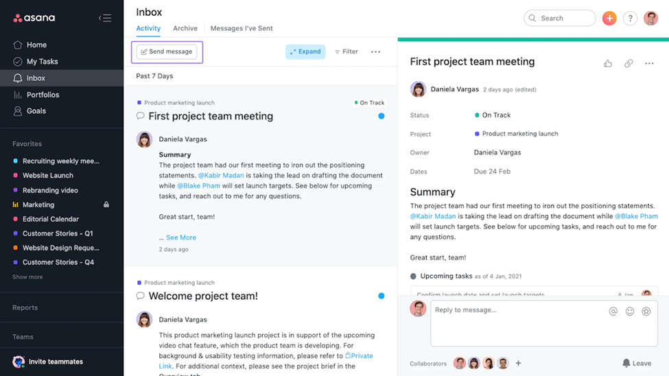 Asana for project management