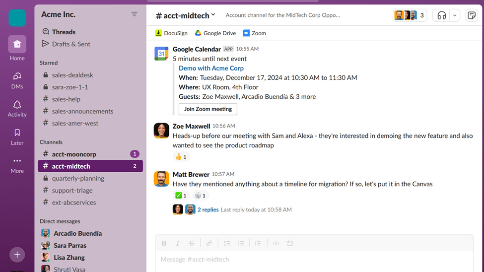 Slack for communication