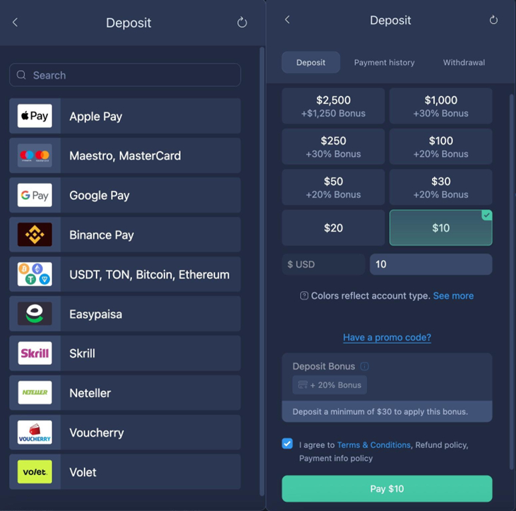 Making Your First $10 Deposit