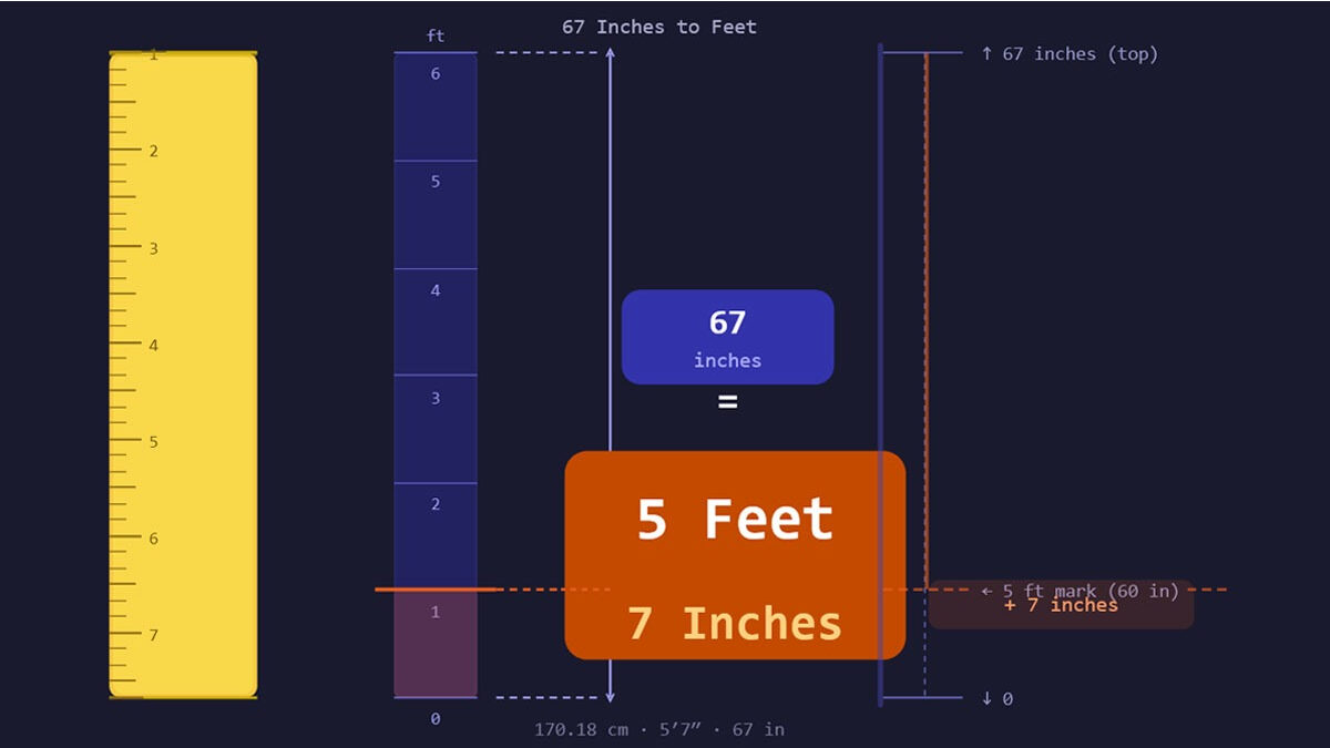 How Tall Is 67 Inches in Feet
