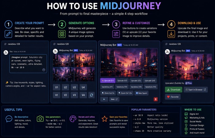 Midjourney: Complete Guide to the AI Image Generator 2 how to use midjourney workflow