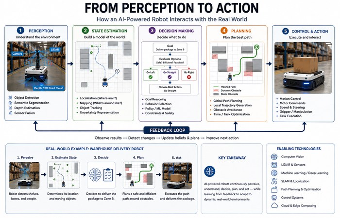AI Robotics Fundamentals: How AI-Powered Robots Work 5 ai robot from perception to action