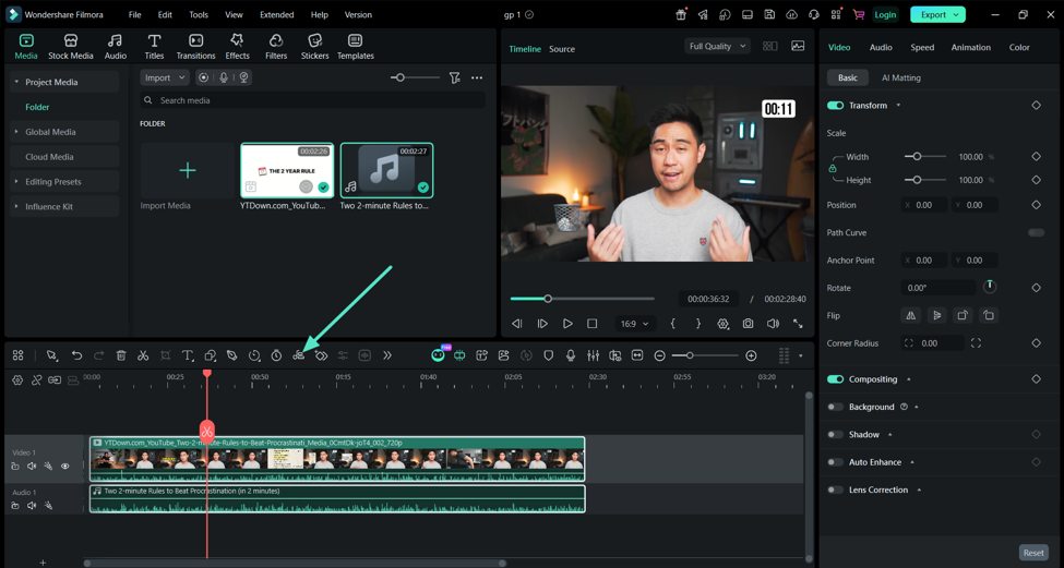 How to Prevent Audio Sync Problems When Recording Video Separately 5 use filmora auto synchronization