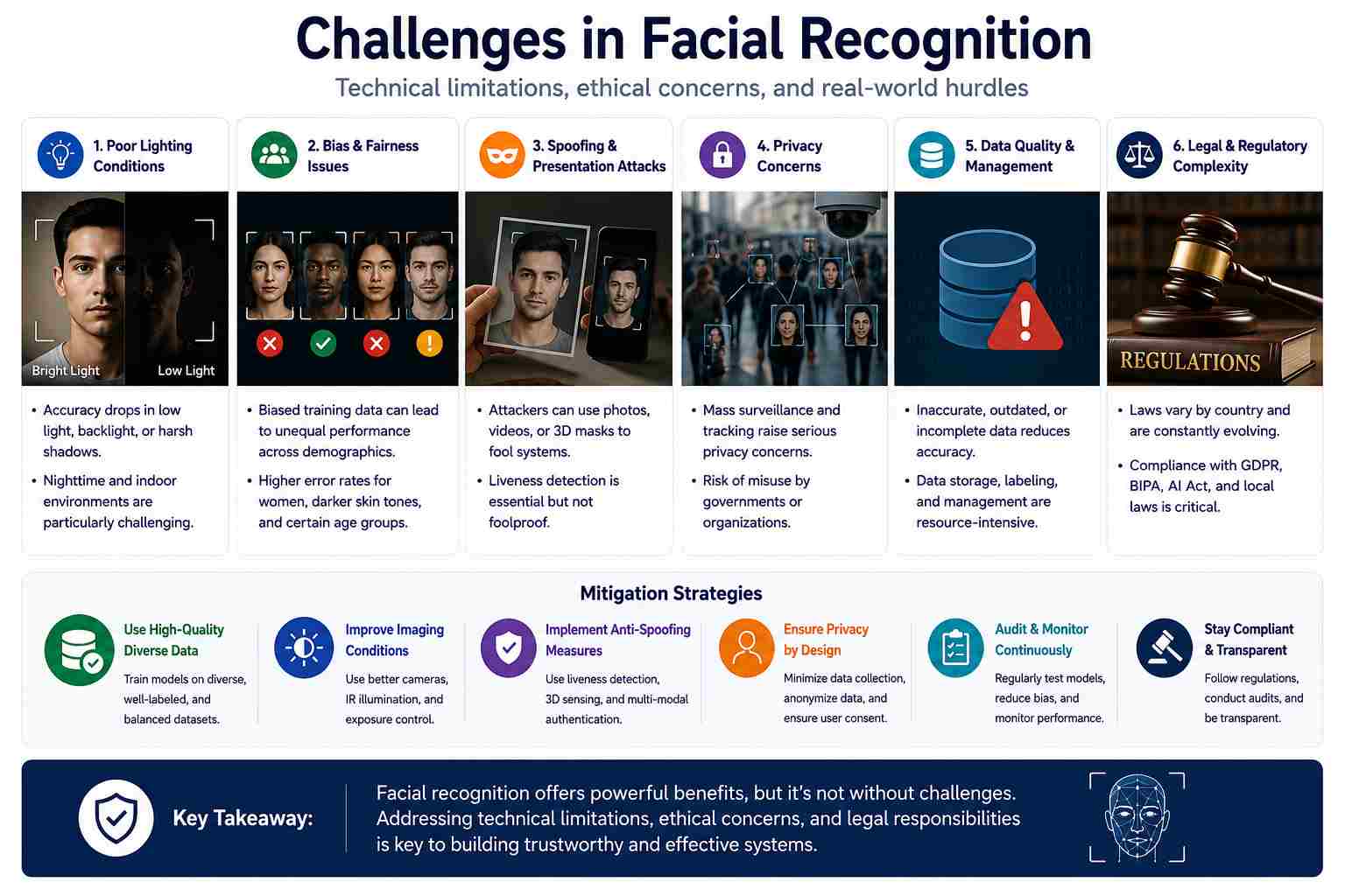 Facial Recognition: How It Works, Security, Bias, and Compliance 8 facial recognition challenges and mitigation strategies