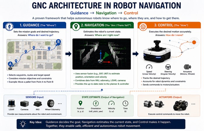 Robot Navigation & Autonomy: How Robots Localize, Plan, and Move 2 guidance navigation control gnc robotics