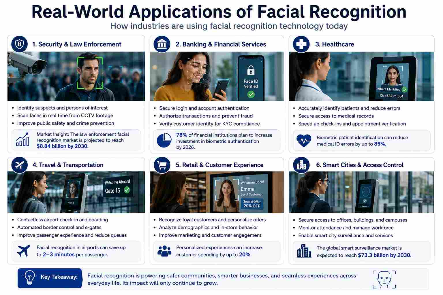 Facial Recognition: How It Works, Security, Bias, and Compliance 1 real world applications of facial recognition