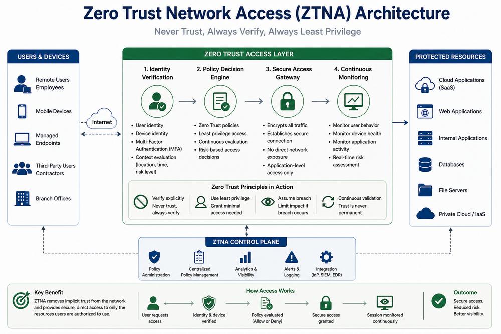 Network Security: The Complete Guide to Protecting Modern Infrastructure 6 zero trust network access ztna architecture