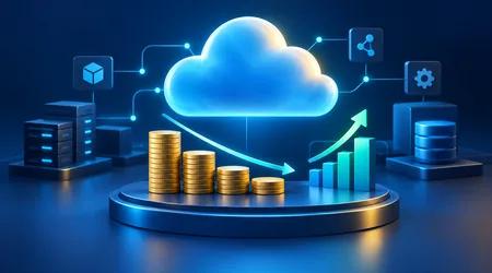Cloud cost optimization illustrated by declining expenses and improving resource efficiency