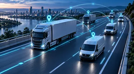 Fleet management and vehicle telematics illustration