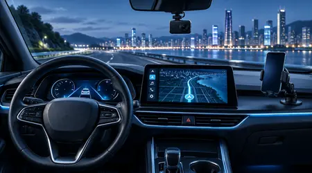In-car technology and accessories illustration