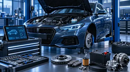 Vehicle maintenance, diagnostics, and parts illustration